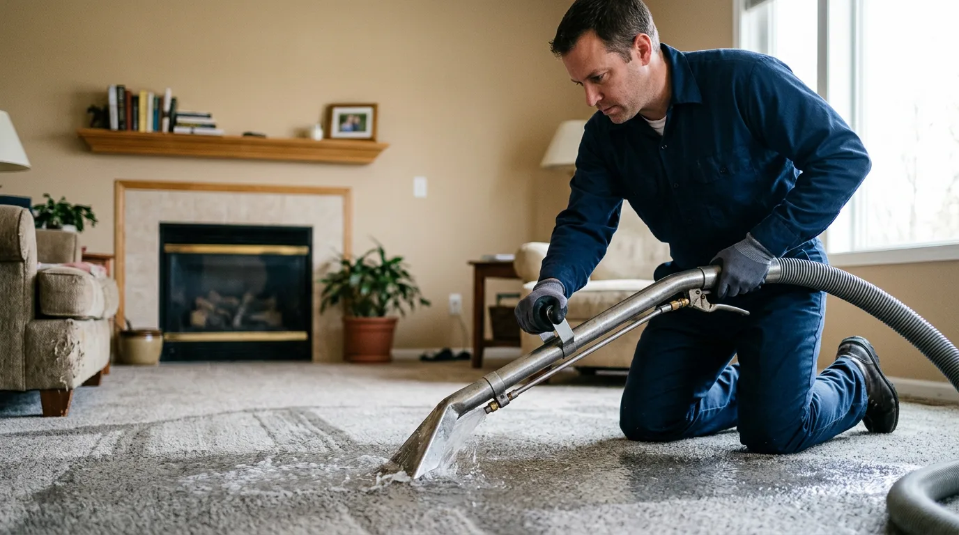 Water damage restoration technician working near Clarkson, KY
